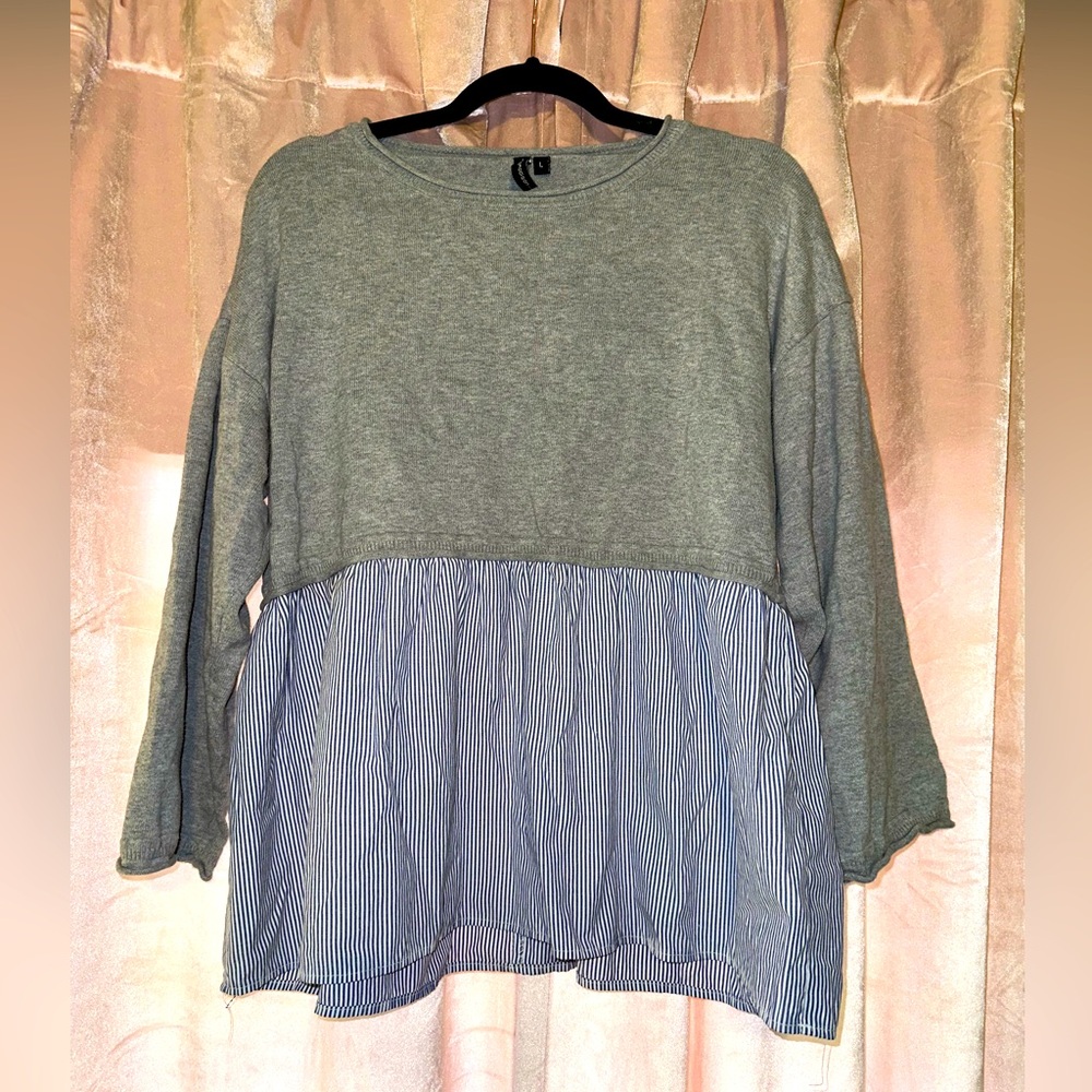 Moon & Madison sweater with cotton textured peplum